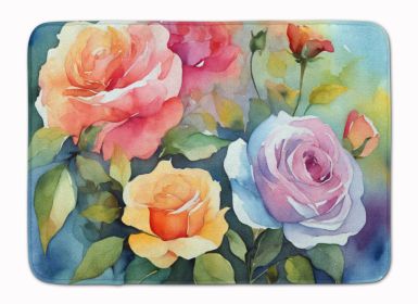 Roses in Watercolor Memory Foam Kitchen Mat Machine Washable Anti-Fatigue Mat Cushion Comfort Bath Mat or Kitchen Rug